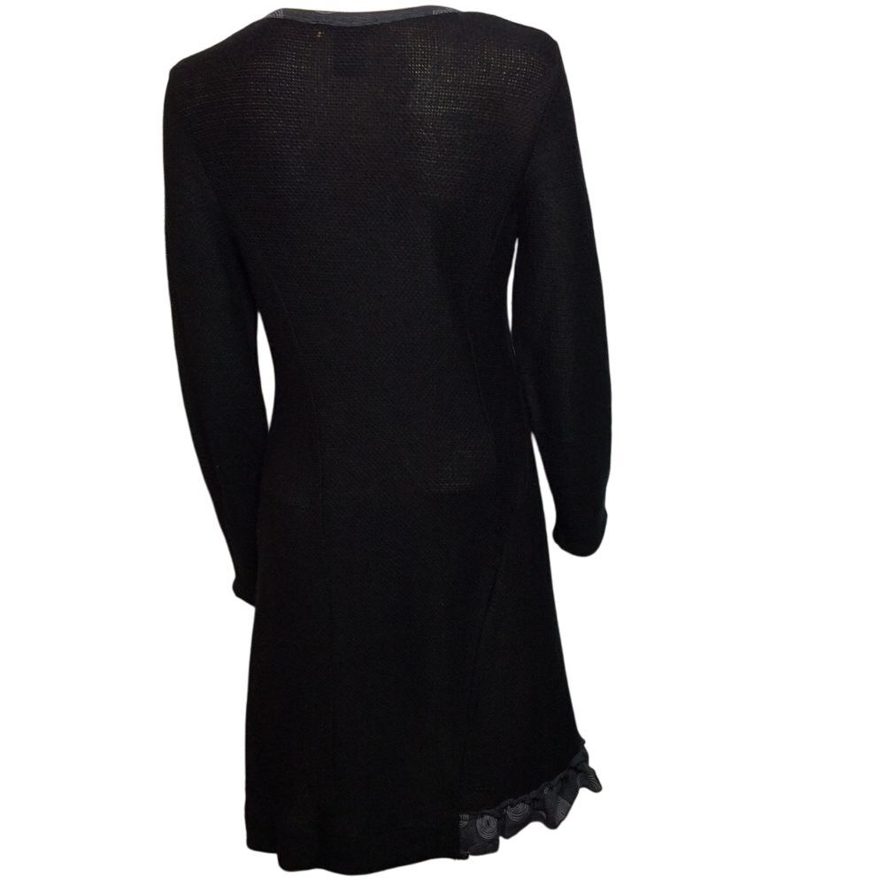 Artistic Black Knit Dress Size M Embroidery Buttons Beads Long Sleeve Whimsigoth - Picture 2 of 6